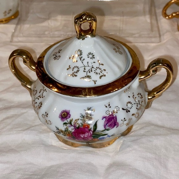 Japaneese 15 pieces fine china Tea Set floral & gold Demitasse Set for 5 - Picture 11 of 15